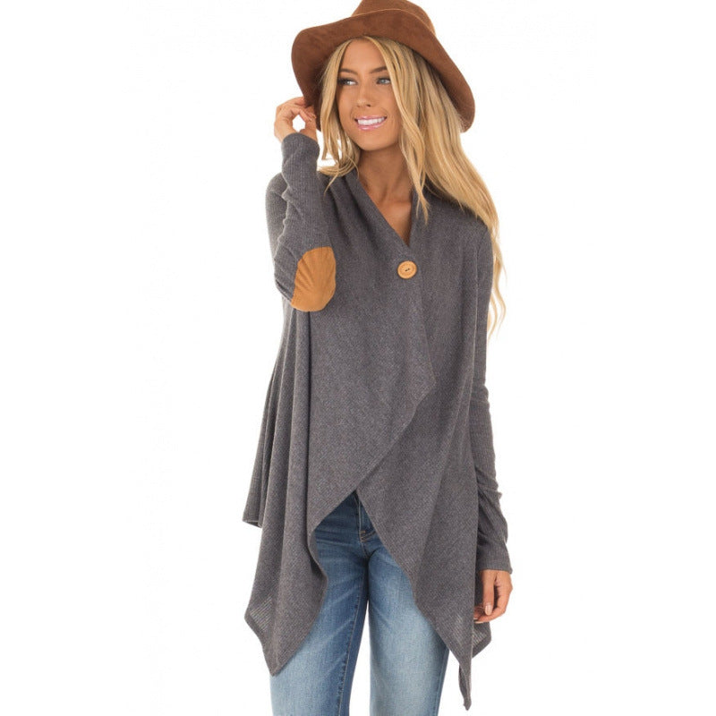 Women's wrap jacket with asymmetrical cut and leather accents Lune London