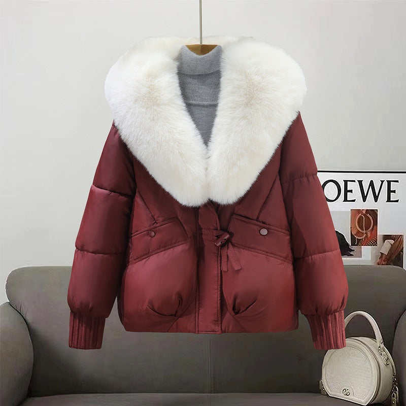 Ladies trendy winter coat lined with removable faux fur collar Lune London