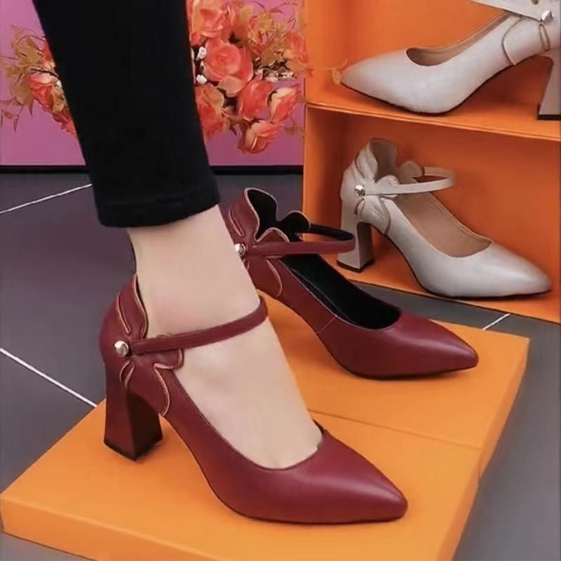Elegant women ballerinas with heels and straps Lune London