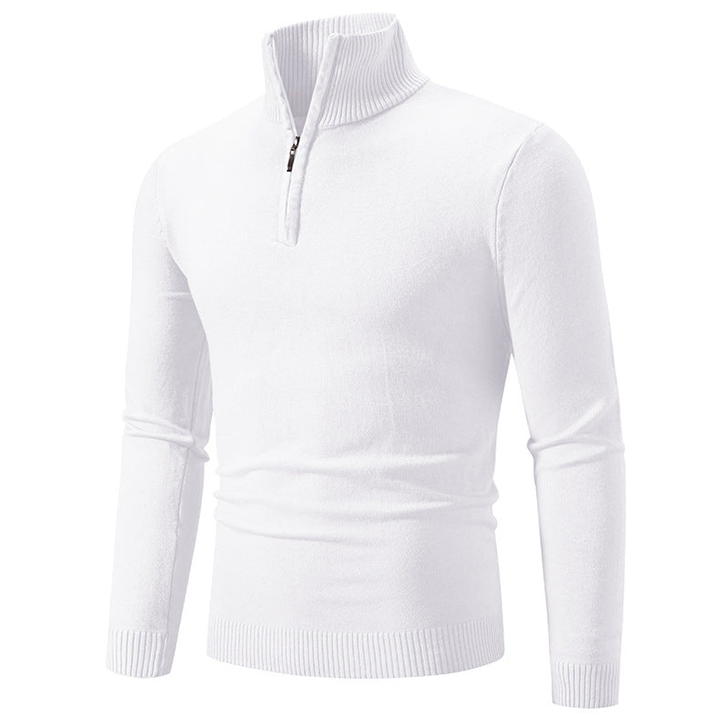 Knitted pullover for men with a modern high collar and a practical zipper Lune London