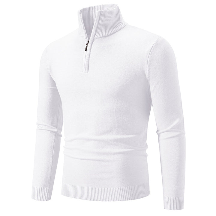 Knitted pullover for men with a modern high collar and a practical zipper Lune London