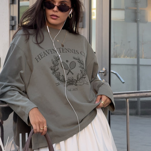 Casual long sleeve t-shirt for women with a chic and stylish creative print design