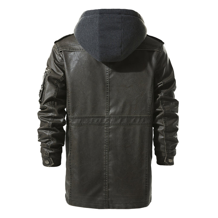 Men's faux leather jacket with hidden hood Lune London