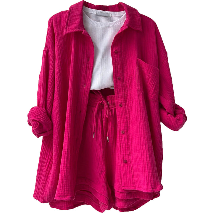 Women Casual Comfort Set Made of Shorts and Oversized Shirt Lune London