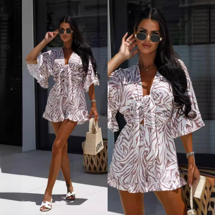 Ladies tropical print swimsuit Lune London