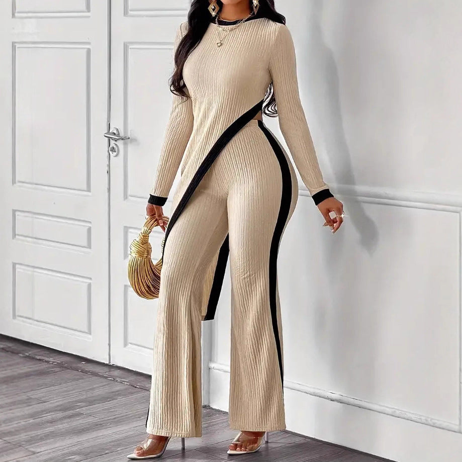 Casual jumpsuit for women in textured fabric with contrasting details Lune London