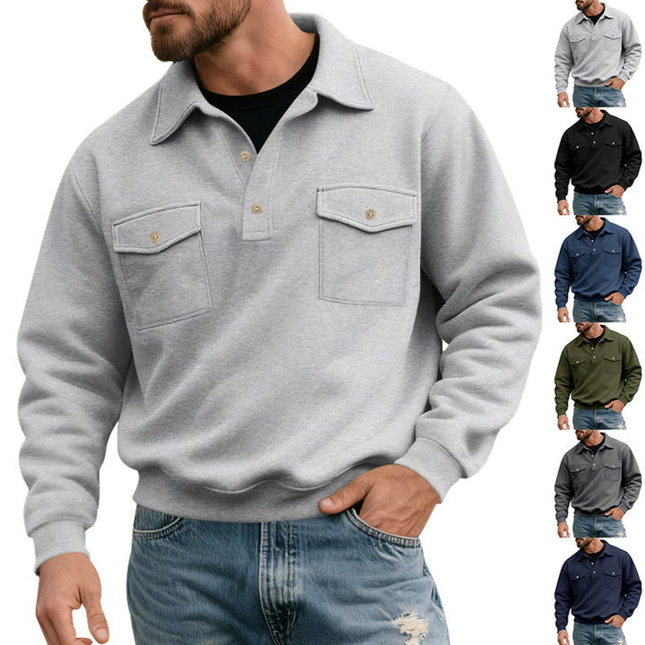 Comfortable fleece pullover for men with practical chest pockets Lune London