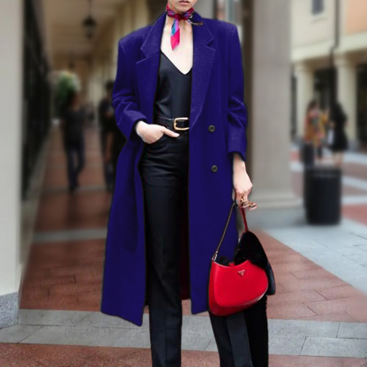Elegant long coat for women with double-breasted buttons and generous cut Lune London