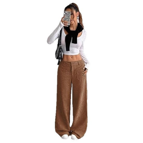 Pantalon en corduroy large pour femmes Chic & Stil