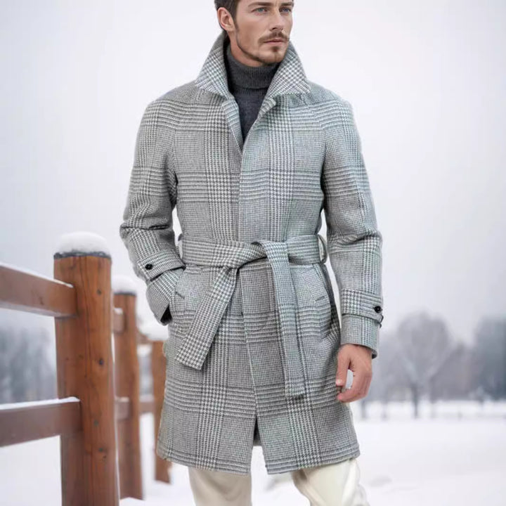 Elegant and warm coat for men with belt Lune London