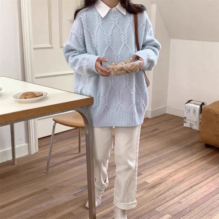 Pull en tricot pour femmes avec motif en cable et coupe décontractée Chic & Stil