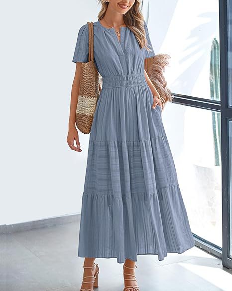 Maxi dress for ladies in lightweight striped fabric Lune London
