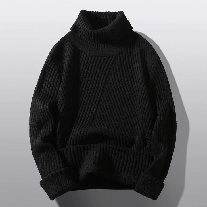 Chunky knit turtleneck sweater for women with an elaborate textured pattern Lune London