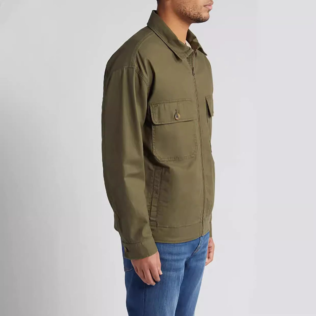 Utility jacket for men with applied pockets and continuous zipper Lune London