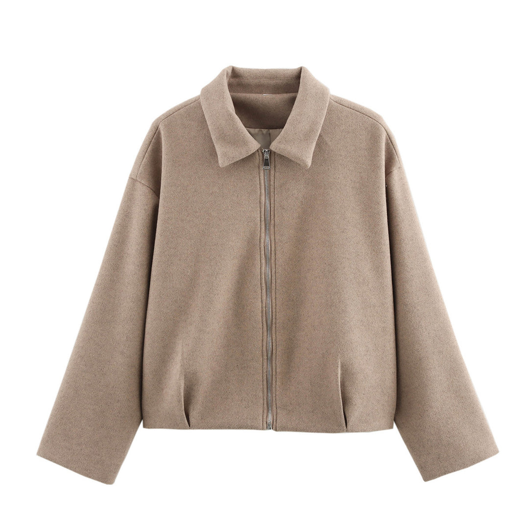 Women warm transitional jacket with modern lapel Lune London