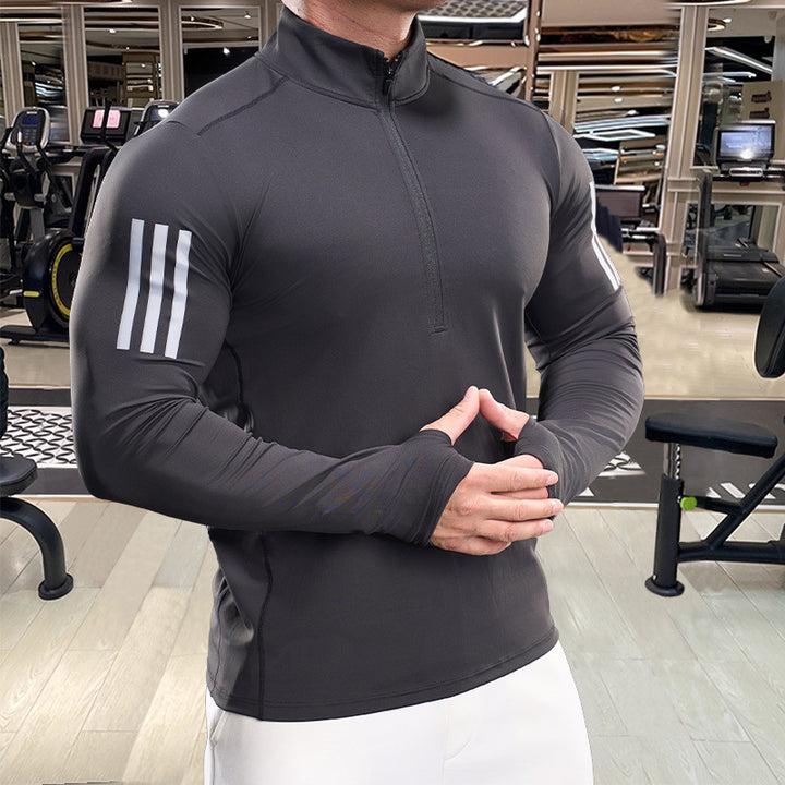 Men's Breathable Fitness Top with Short Zip Lune London
