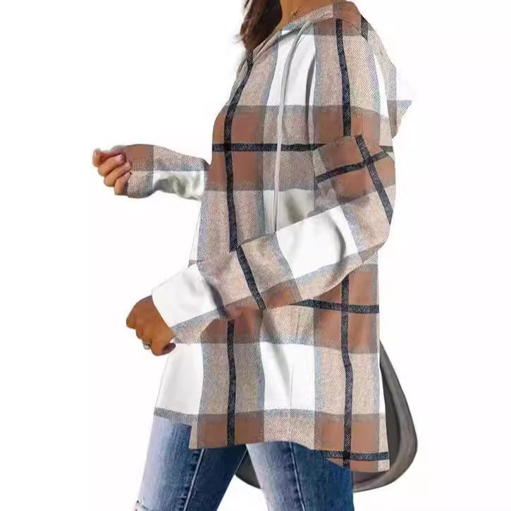 Casual plaid shirt for women with hood Lune London