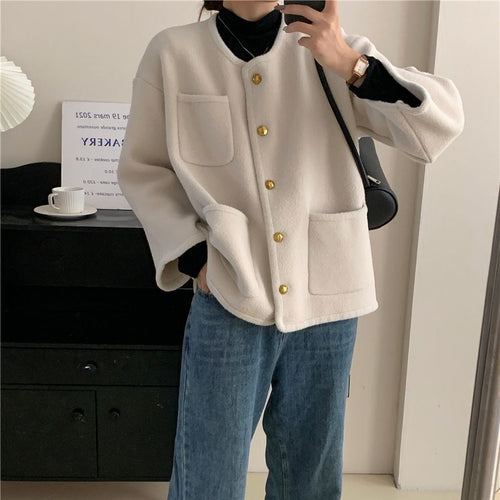 Ladies Soft Jacket with decorative buttons and large pockets Lune London
