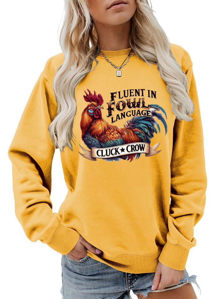 Sweat-shirt pour femmes avec motif de poulet humoristique et coupe confortable Chic & Stil