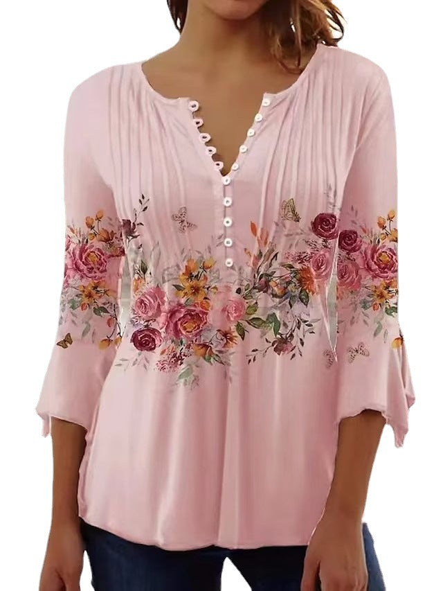 Blouse pour femmes avec imprimé floral et détails de boutons Chic & Stil