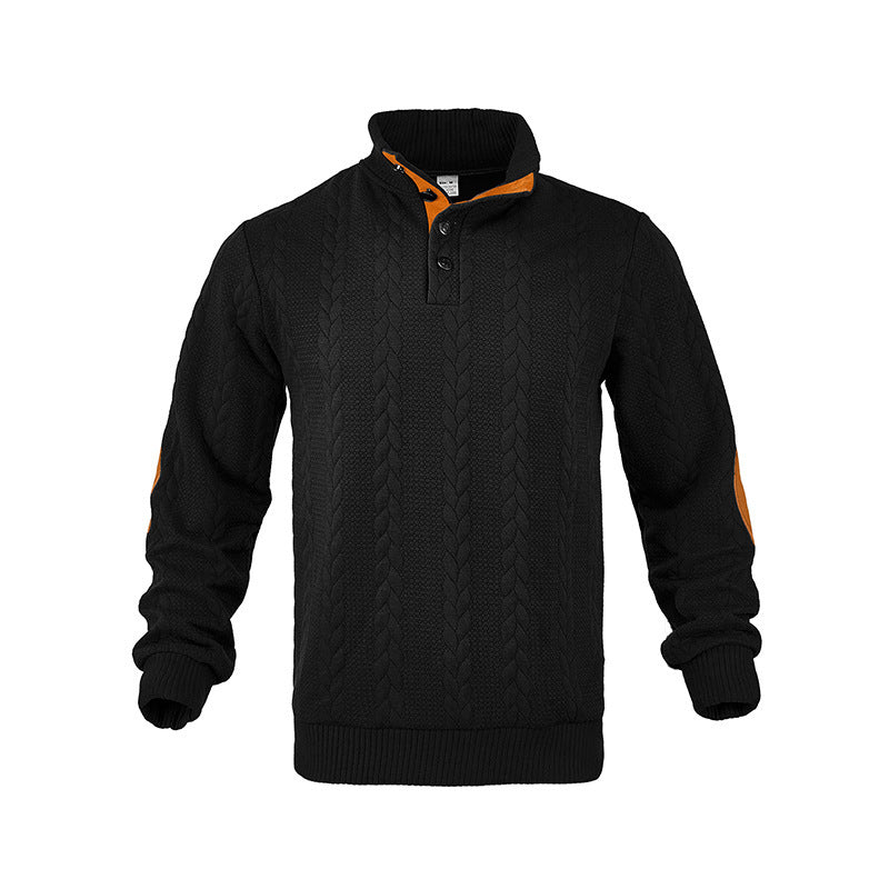 Modern knit sweater for men with high collar and contrasting accents Lune London