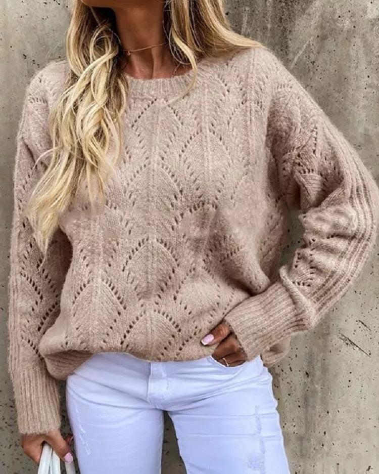 Knitted sweater for women with a delicate lace pattern Lune London