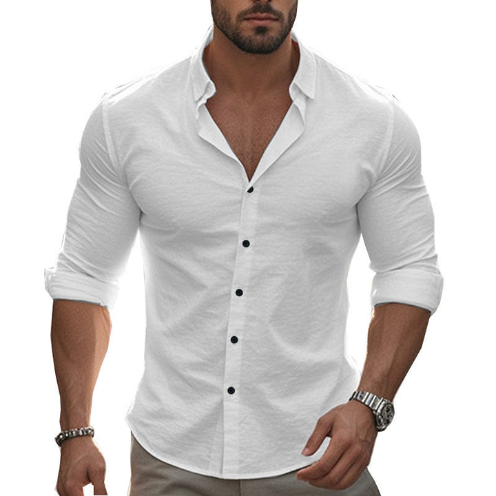 Men's Elegant Long Sleeve Shirt with Modern Collar and High-Quality Cotton Texture Lune London