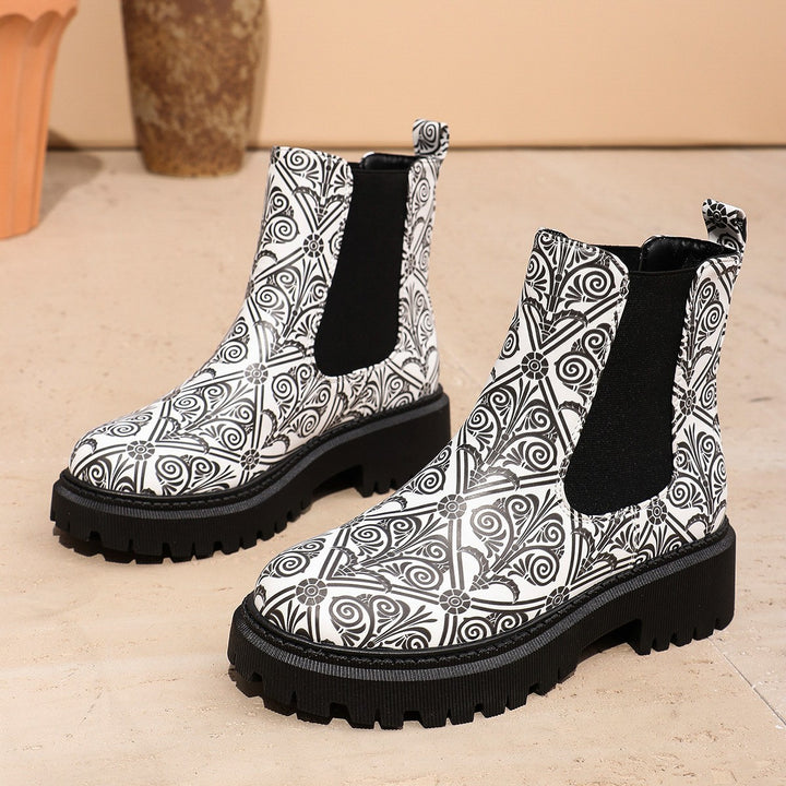 Women's Chelsea boots with creative print and non-slip sole Lune London