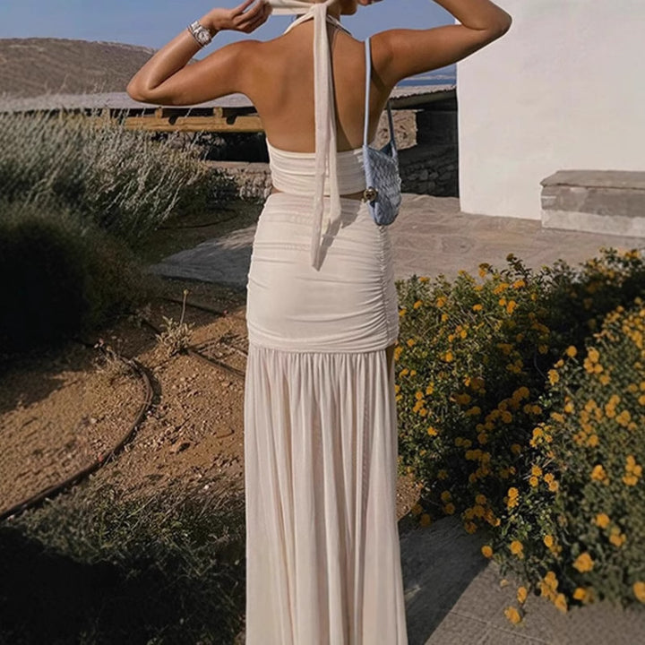 Women's crop-top set and high-waisted skirt