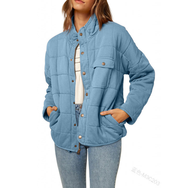 Quilted jacket for women with decorative button Lune London