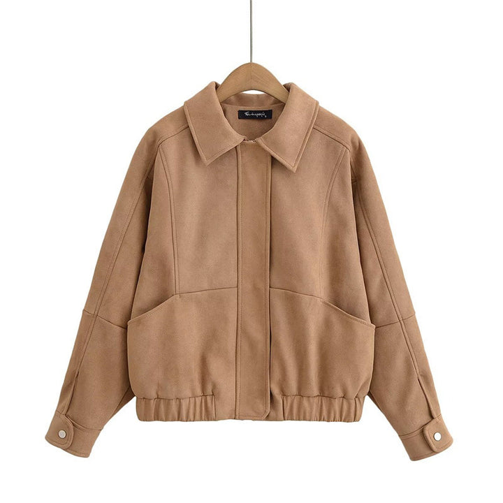 Casual synthetic leather jacket for women with practical flap pockets Lune London
