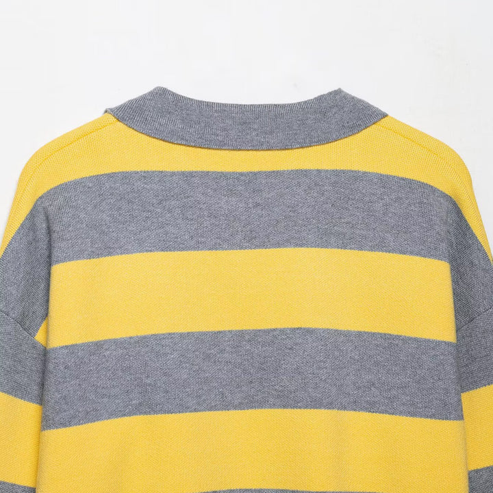 Wide patterned polo sweater for women with short sleeves Lune London