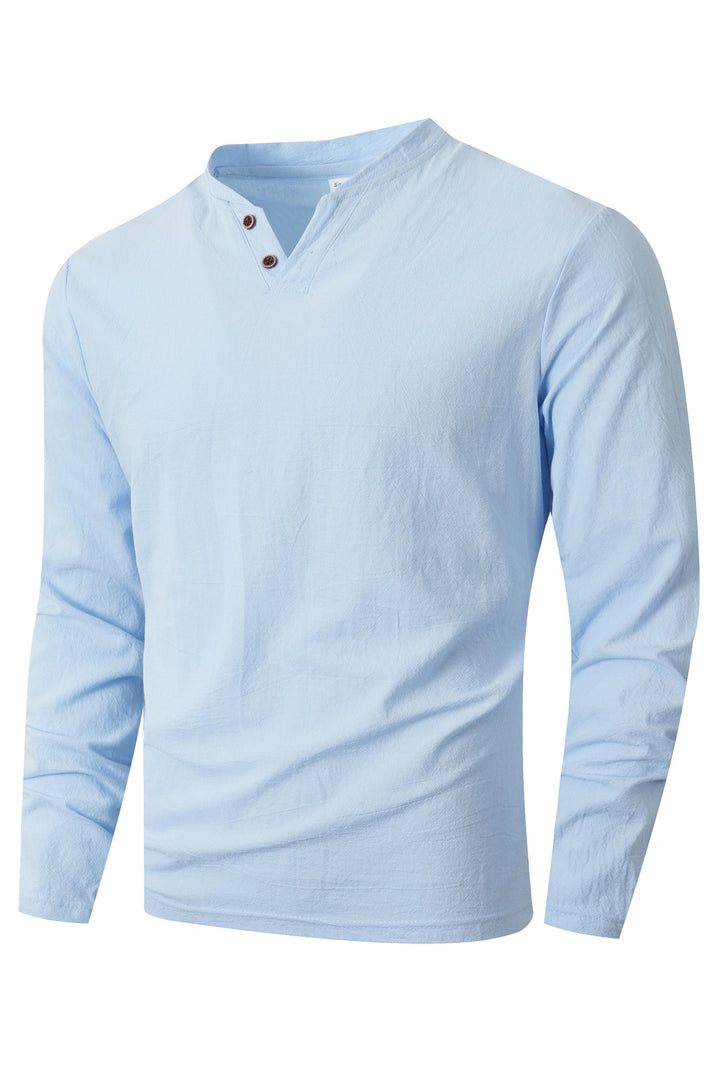 Men's long sleeve shirt with trendy Henley neckline Lune London