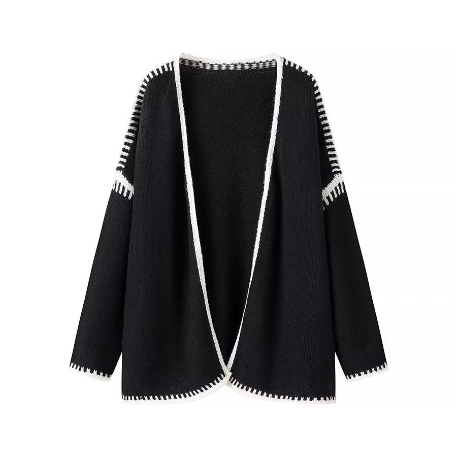 Cardigan ouvert pour femme avec coutures contrastées élégantes Chic & Stil