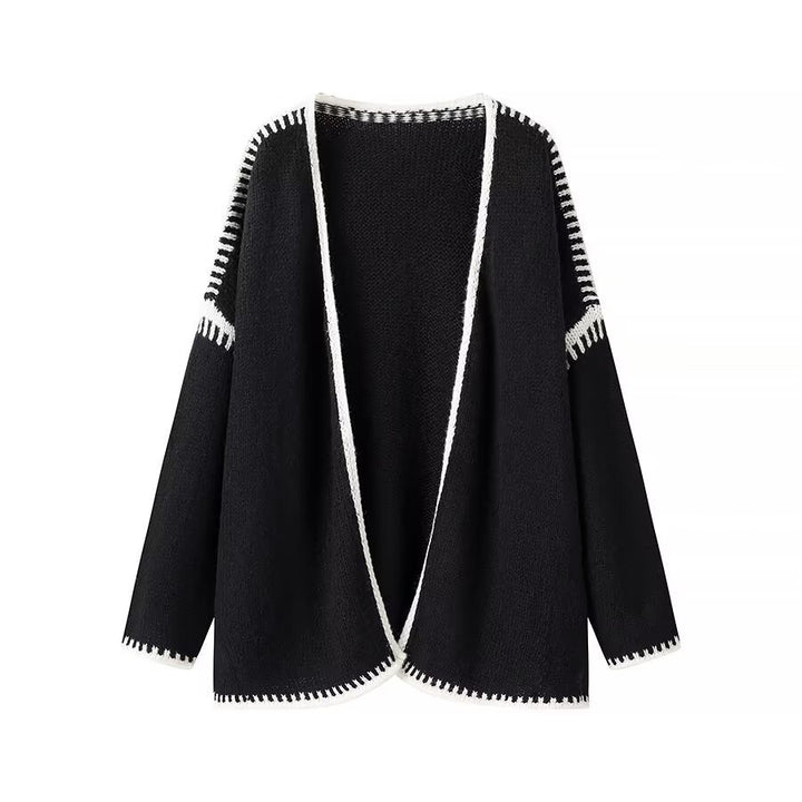 Cardigan ouvert pour femme avec coutures contrastées élégantes Chic & Stil