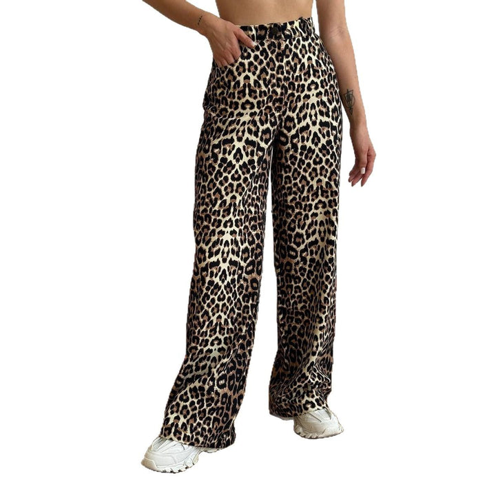 Loose leopard denim pants for women with elastic waistband Lune London