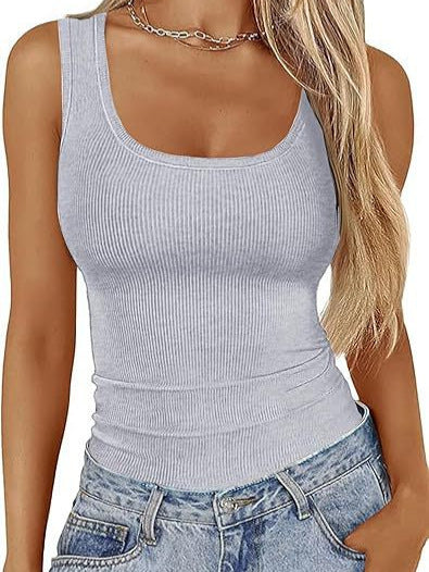 Women's figure-hugging top with wide straps and ribbed design Lune London
