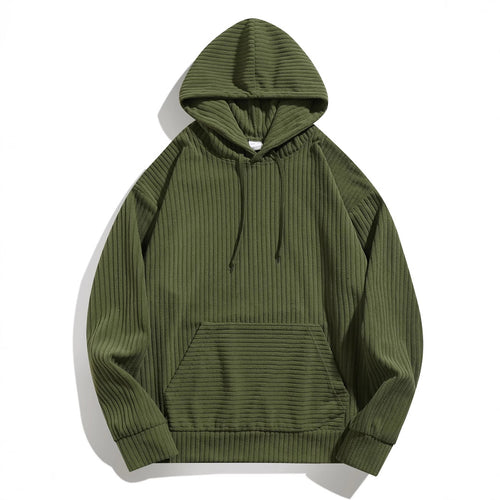 Cozy hooded sweater for men with ribbed structure and practical kangaroo pocket Lune London