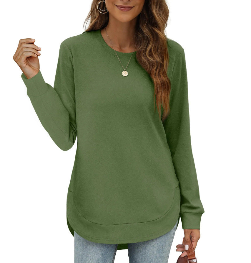 Casual women's long sleeve sweater with curved hem Lune London