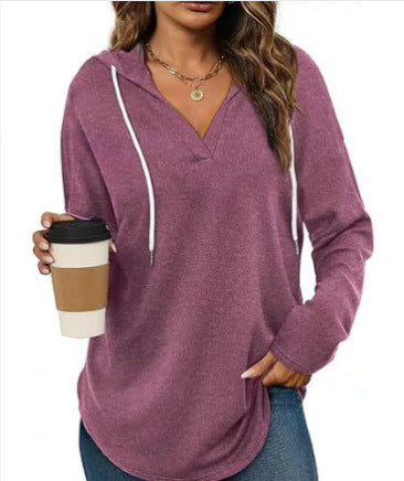 Women's casual hoodie with V-neck and long sleeves Lune London