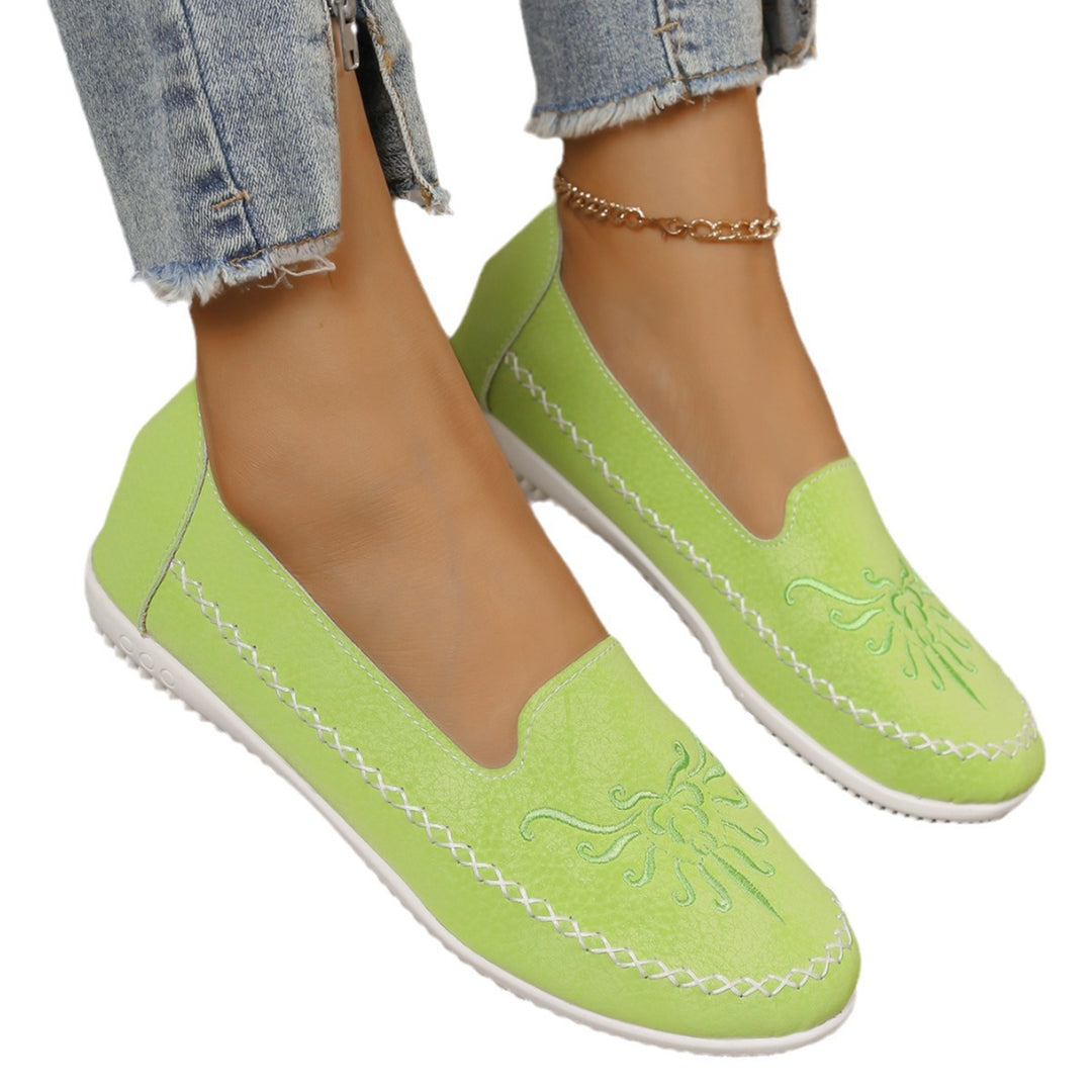 Ladies Comfortable Loafers with Elegant Embroideries Lune London