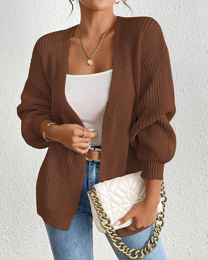 Ladies casual cardigan with oversized sleeves and a chic V-neck