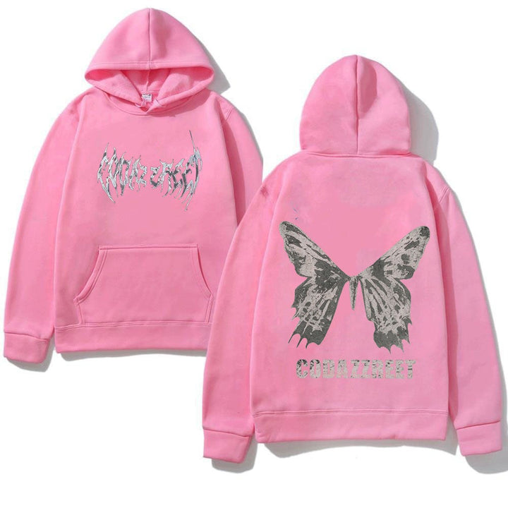 Women's hoodie with eye-catching butterfly design and artistic lettering Chic & Stil
