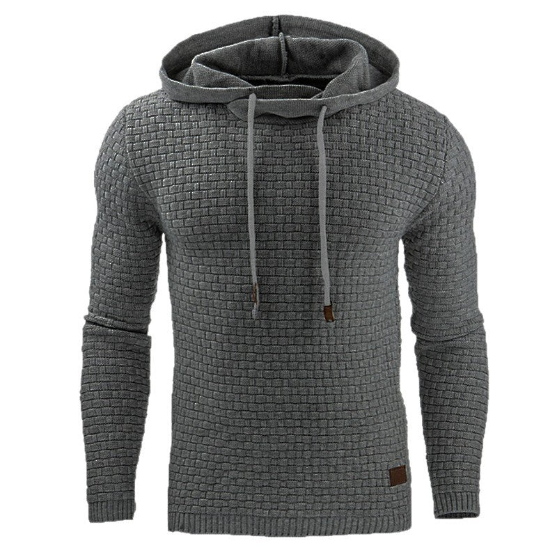 Knitted sweater for men with textured surface and integrated hood Lune London