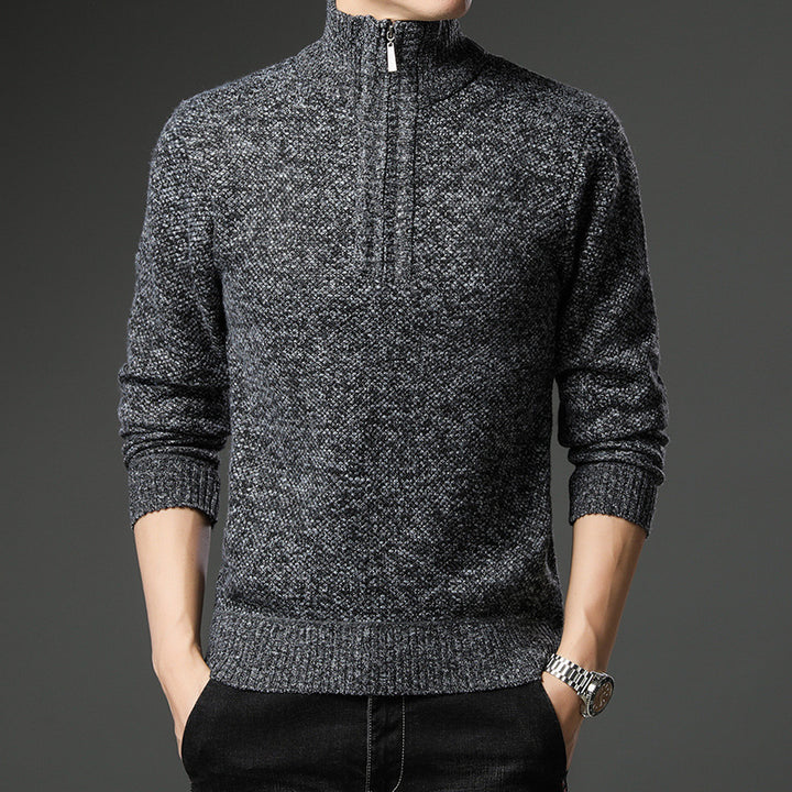 Fashion men's sweater with high zip closure and structured design Lune London