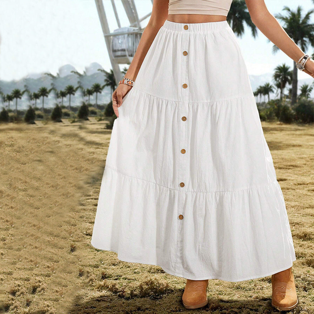 Jupe midi femme avec détails de boutons et design évasé Chic & Stil