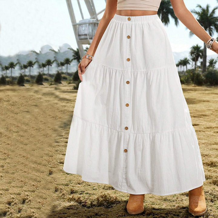 Jupe midi femme avec détails de boutons et design évasé Chic & Stil