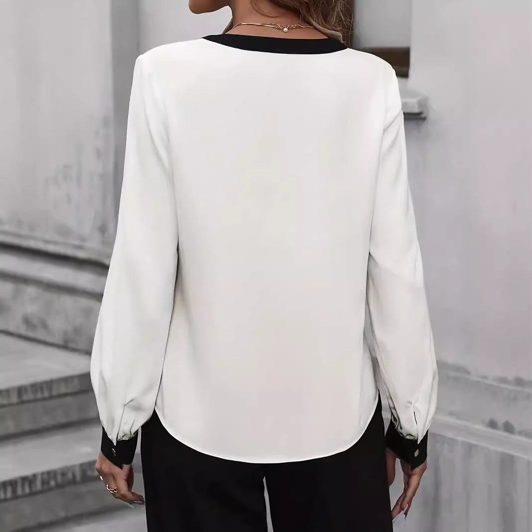 Ladies Elegant Blouse with Contrasting Details Chic Und Stil