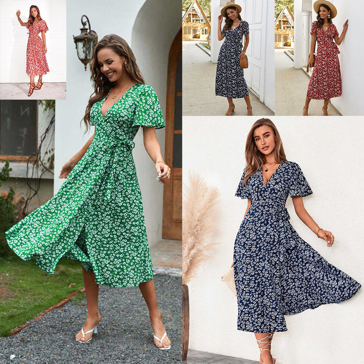 Ladies Chic Floral Wrap Maxi Dress 1751507269