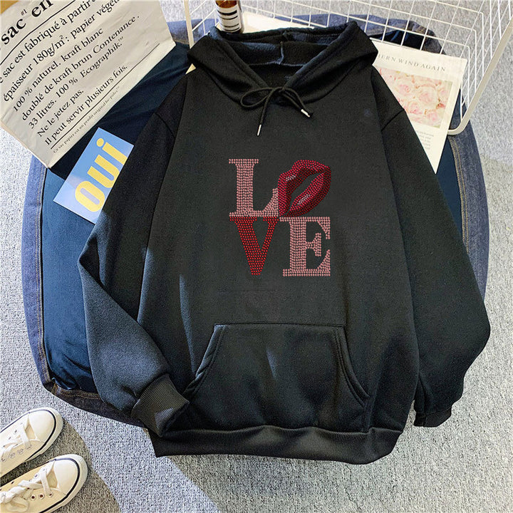 Women's hoodie with creative lip design Chic & Stil